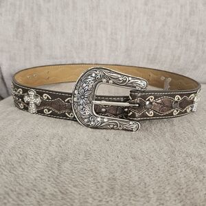 Brown Western Belt with Silver Buckle